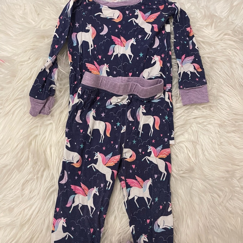 Little Sleepies Unicorn Fantasy Pajama Set - Navy and Pink